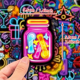 Graffiti Neon Sticker Set, 300 Stück Cool Neon Sticker, Cool Graffiti Aesthetic Neons Stickers Waterproof Vinyl Stickers for Skate, Bottle, Laptop, Bike, Suitcase, Boo