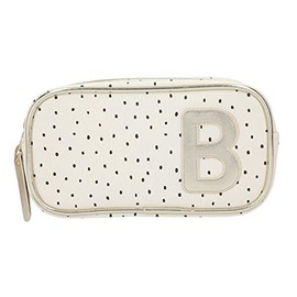 Depesche TOPModel 10861-3 Cosmetic Bag White Decorated with Golden Letter B Approx. 19 x 10 x 5.5 cm Large for Storage of Make-Up and Cosmetics