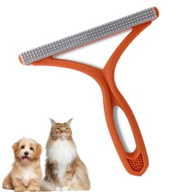 Pet Hair Scraper Removal Tool Fur Fluff Remover Carpet Rake Portable Carpet Brush with Double Sided Scraper Reusable Pet Hair Remover Roller for Cat Dog Sofa Bed Furniture Clothing(Orange)