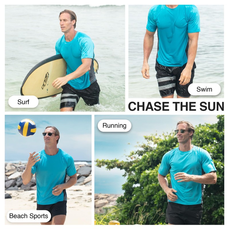 Kanu Surf Men's CB Rashguard UPF 50+ Swim Tee, Neon