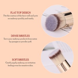 KINGMAS Concealer Brush, Flat Top Kabuki Brush Under Eye Nose Contour Makeup Brush for Concealing Blending Setting Buffing with Powder Liquid Cream Cosmetic Foundation brush