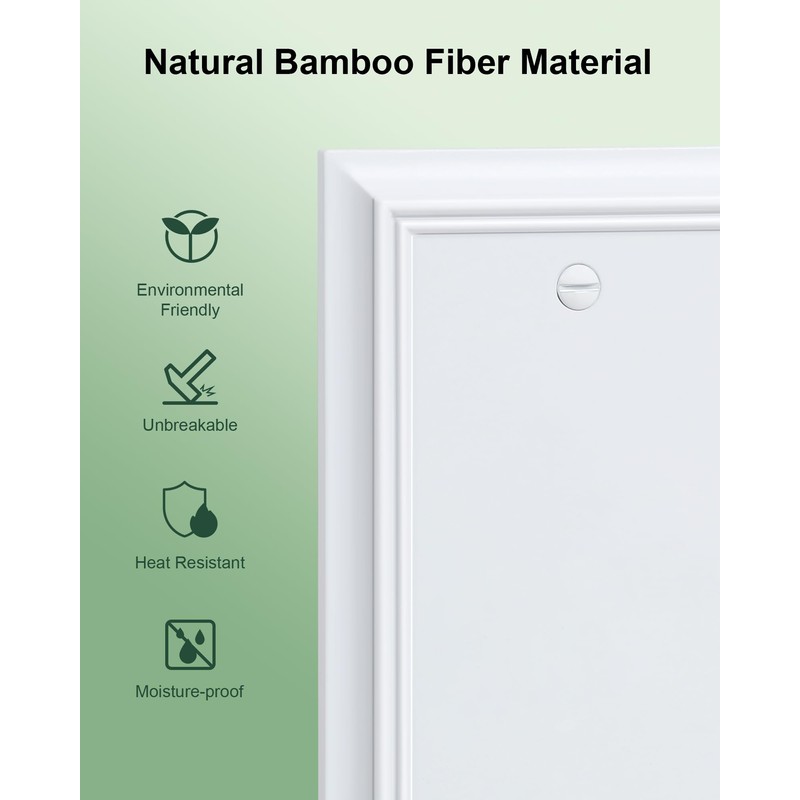 2-Pack Single Blank Wall Plate, Durable Natural Bamboo Fiber Wall