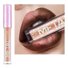 ENGBO 12 Colors Metallic Liquid Lipstick Lip Gloss Non-Stick Cup Lip Glaze Makeup Pearl Beauty Makeup (03-SHIMMER FINISH, 2.5ml)