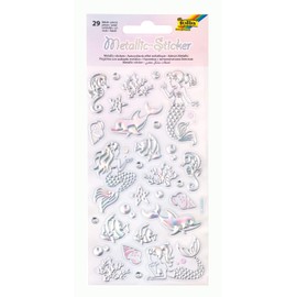 folia Metallic Stickers IV with Mermaid and Underwater Motifs, 29 Pieces, Ideal for Decorating Greeting Cards, Crafts and Scrapbooking, Paper, Colourful, One Size