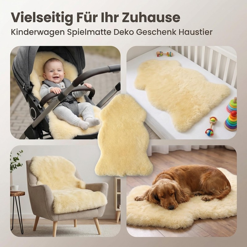 Premium Lambskin Approx. 80 cm - Real Merino Lambskin Natural
