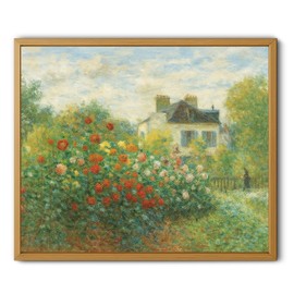 The Artist's Garden at Vetheuil Wall Art, Canvas Print Giclee Reproduction, Claude Monet, Vintage Flower Landscape Painting for Living Room, Bedroom, Office Decor