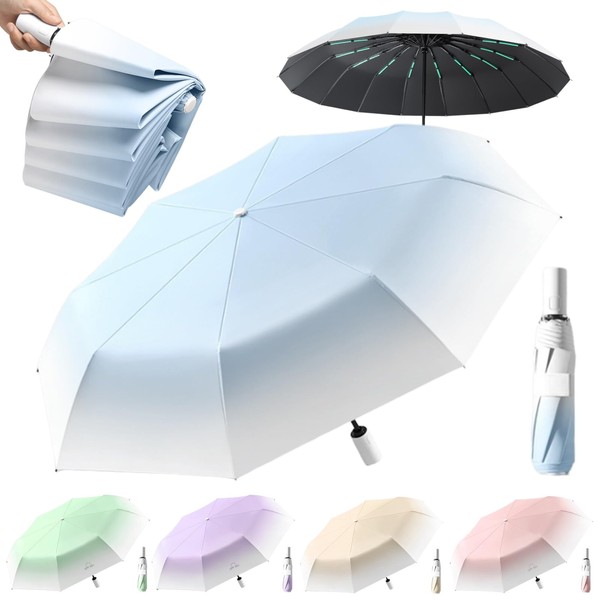 Folding Umbrella, One-Touch Automatic Opening/Closing Umbrella, 100% UV Protection, Light