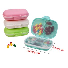 Travel Pill Container, Portable Pill Case 8 Compartment for Vitamin, Supplements Storage, Professional Pill Container for Travel Camping Cycling (White)