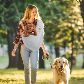 PETCUTE Dog Bag for Small Dogs up to 6 kg, Hands-Free, Breathable, Dog Carry Bag with Bag, Safety Belt, Dog Shoulder Bag for Pets, Dogs, Cats, for Walking Outdoor Activities