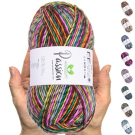 MeriWoolArt® Merino Wool for Knitting - 200 m Multicoloured Thick Merino Wool - Soft Wool for Crochet and Arm Knitting for Sweaters, Scarves, Blankets, Cloths, DIY Knitting Projects