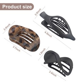 Flat Hair Claw Clips for Women and Girls Thick Thin Hair, Large Non Slip Jaw Clips Strong Hold Lay Flat Claw Grips Hair Styling Accessories 3 style 6 Pieces