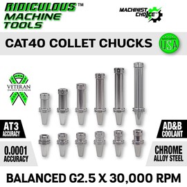 ER 40 CAT40 COLLET CHUCK X 2.5" G2.5 X 30,000 RPM (0.0001 T.I.R.) Machinist Choice