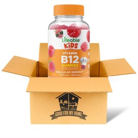 Vitamin B12 Gummies Bundle. Includes One Bottle 90 ct Lifeable Kids Vitamin B12 Gummies. Dietary Supplement, Gluten Free, Non Gmo, and Chewable B12 Vitamins Gummies. Comes with a Good For My Home Box!