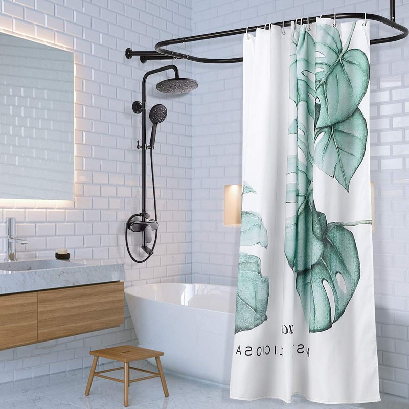Shower Curtain Rod Hoop Square Shape Bathroom Heavy Duty No