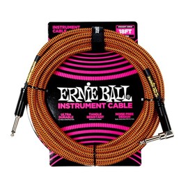 Ernie Ball Braided Guitar Cable Straight/Angled 5.49m - Pumpkin Pie