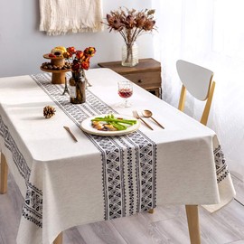 GLORY SEASON Geometric Table Cloth Modern and Minimalist Tablecloth Linen Farmhouse Decoration 55x120 Rectangle Printed Boho Pattern Non-Fade Washable Oblong Table Cover for Kitchen Dining Tabletop