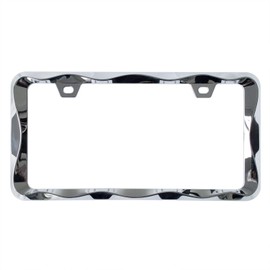 Sgooky 3D Curly Wave Pattern License Plate Holder Chrome License Plate Frame from Pure Zinc Alloy Metal Perfect Plate Holder