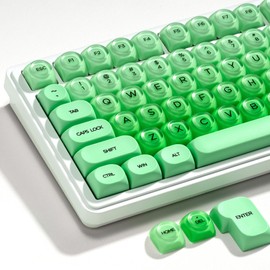 PBT Keycaps, XVX Green Apple Jelly HOA Profile, 132-Key Cute Custom Keycaps (for Mechanical Keyboards with Cherry/Gateron MX Switches)-Apple Green
