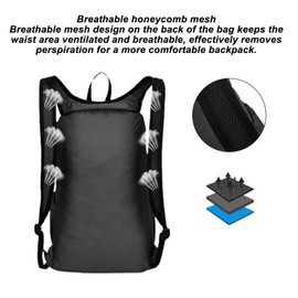 Culnflun Packable Backpack, 20L Capacity Waterproof Tear-Resistant, Foldable Lightweight Multifunctional Hiking Daypack, Ergonomic Design, Adjustable Unisex Shoulder Bag (Black)