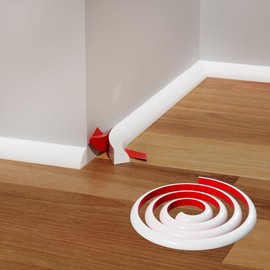 GCJUYA Flexible Quarter Round Molding, Peel and Stick Wall Molding, Rubber Edge Trim for Floor, Bendable Trim for Curved Stairs, Corner, Tub,Cabinet (White, 79” L x 0.5” W x 0.5” H)