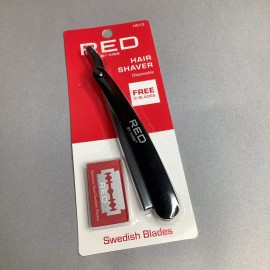 Kiss Classic Hair Shaver Razor Red by Kiss With Swedish Blades Black & Stainless