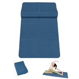 Foldable Yoga Mat for Travel - LULUWA Non Slip Portable 3mm Thick TPE Exercise Gym Mat for Fitness Yoga Pilates Workout Outdoor Camping (Blue)