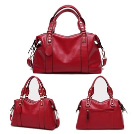 Aileese Vegan PU Leather Purses and Handbags for Women Fashion Boston Shoulder Bag Top Handle Satchel Ladies Hobo Crossbody Bags Red