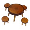 Dollhouse Wood Round Dining Table Chair Mini Miniature Dollhouse Furniture