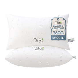Ashler Home Deco Outdoor Waterproof Pillow Inserts - 12 x 20 Pillow Inserts Set of 2, Water Resistant Patio Furniture Pillows Decorative for Garden, Hypoallergenic Lumbar Pillow for Sofa Couch