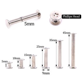 Hilitchi 240-Pcs(120 Pair) M5 x 5 / 10 / 15 / 25 / 35 / 45 Phillips Chicago Binding Screws Scrapbook Photo Albums Binding Screws Screw Post Extenders Assortment Kit