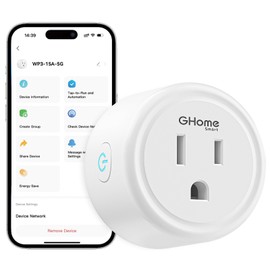 GHome Smart Plug 15A 5GHz, Smart Home Wi-Fi Outlet Compatible with Alexa, Google Home & IFTTT, No Hub Required, UL Certified, 5G and 2.4G WiFi, 4-Pack, ETL/FCC Certified,White [1 Pack]