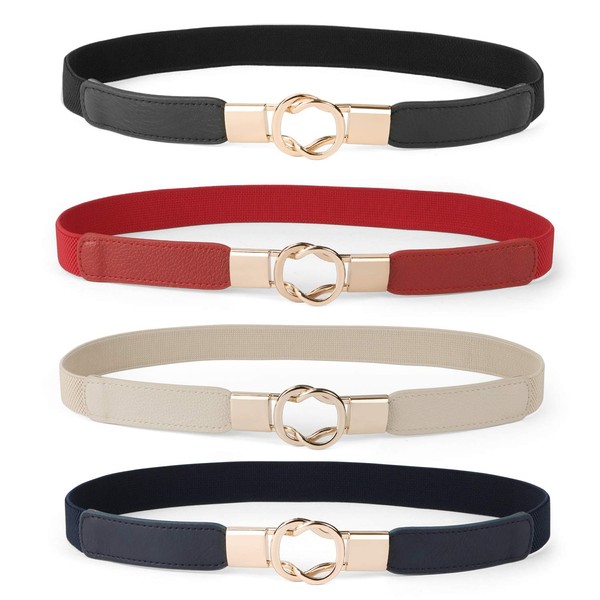 JASGOOD Women Skinny Belt for Dresses Retro Stretch Ladies Waist