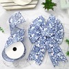 JarThenaAMCS Blue White Floral Wired Edge Ribbon Chinoiserie Flower Craft