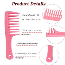 Mini Hair Comb, 2 Pack Small Wide Tooth Detangling Comb and Brush for Women, Travel & Shower | Curly & Long Wet/Dry Hair, Pink