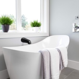 CalcMetal 5" Non-Diverter Tub Spout with 4 in 1 Adapter,Universal fit 1/2" Copper Slip, 1/2" Iron Pipe(Long and Short stub Out), and 3/4" Iron Pipe Connections, Easy Installation, Matte Black