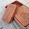 i-lan Set of 3 Handmade Coffee Rattan Rectangle Serving Tray