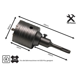 TR-TOOLS 68 mm SDS Plus Drill Bit, Reinforced Design, Hammer-Resistant, 4 Cutting Centering Drill, Can Drill, Drill Bit Socket for Masonry and Concrete
