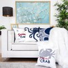 Homey COZY Embroidery Navy Velvet Octopus Throw Pillow Cover,Ocean Blue
