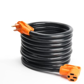 OPL5 50 Amp 25 Feet RV Power Extension Cord, Heavy Duty 14-50P to 14-50R Plug Receptacle Connector with Grip Handle,Heavy Duty 6AWG3C+8AWG1C, ETL Listed for RV Camper (50Amp to 50Amp 25FT)