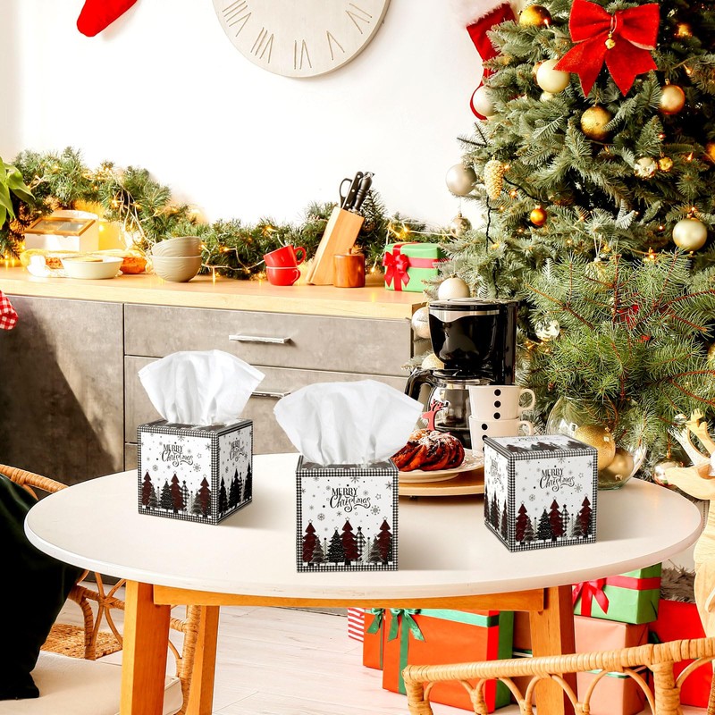 Fourluoo 12 Pack Christmas Facial Tissues Cube Boxes 600 Sheets
