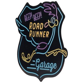 Looney Tunes Road Runner Garage Embossed Metal Sign - Vintage Road Runner Sign for Garage or Man Cave