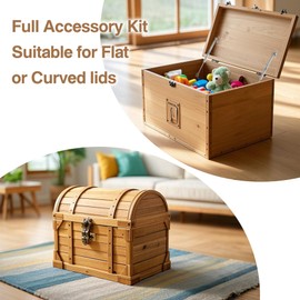 2 Pack Soft Close Toy Box Hinges for Heavy Curved, Round, Arched and Flat Lids - HBL' 150N Gas Strut Spring Safety Hinges to Slow Down and Slow Close, Also Works for Flat Lids.