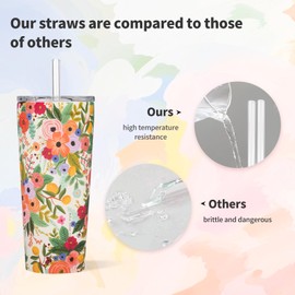 Straw Replacement Compatible with Corkcicle 24 oz Tumbler,Transparent Heat Resistant 24 oz Straw Replacement Compatible with Corkcicle,6PCS Straws with 1 Straw Brush