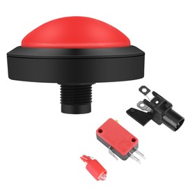 Arcade Button, 100mm DIY Massive Arcade Game Button with LED Convexity Console Replacement Arcade Machine Video Games Parts (red)