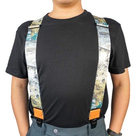 MELOTOUGH Men's Industrial Strength Camo Suspenders Partial Elastic Tradesperson's Suspenders 2 inch Wide Tool Belt Suspenders (Camouflage)