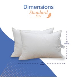 White Goose Down Feather Pillow Down Pillows Standard Size Pack of 1 20x26 Inch 34 Oz Luxury Hotel Pillows with 100% Cotton Shell Supportive for Side, Back and Stomach Sleepers