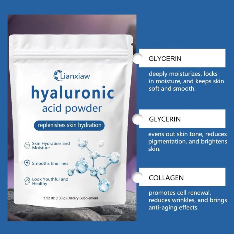 Hyaluronic Acid Powder - Skin Hydration & Anti-Aging Care Formula,