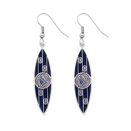 Rennie Mackintosh Inspired Rose and Lines 38mm Hook Earrings (Purple/Lilac)