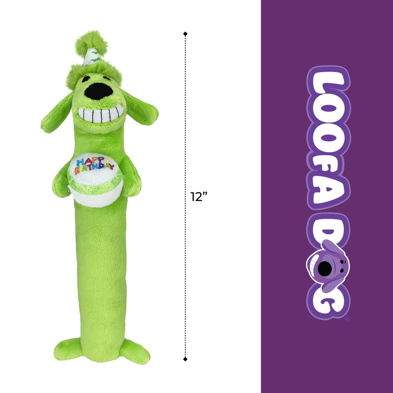 Multipet Loofa Dog Plush Toy w/ Birthday Hat - Squeaky