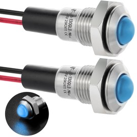 ZGSZJHF UL Listed Mini Indicator Light 8mm 0.31" Waterproof IP67 110V-120V Domed Sphere High Head Metal 304-Stainless Steel LED Lamp Pilot Light with 140mm Wire